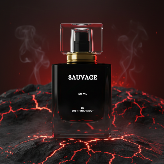 Sauvage perfume bottle by Just Pink Vault – 100ml premium men’s fragrance with fresh and spicy notes.